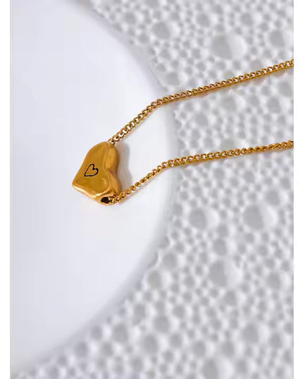 Engraved Love Necklace – A Minimalist Heart in Gold