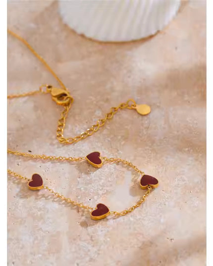 Eternal Love Necklace – A Chain of Hearts in Gold & Crimson