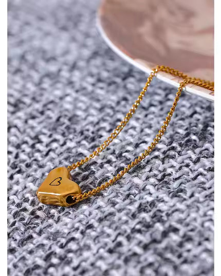 Engraved Love Necklace – A Minimalist Heart in Gold