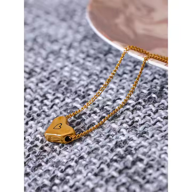 Engraved Love Necklace – A Minimalist Heart in Gold