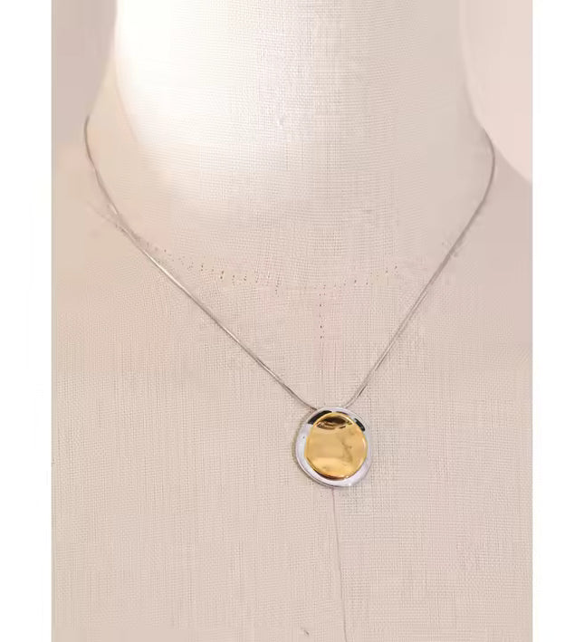 Celestial Orbit Pendant Necklace – Dual-Tone Harmony In Gold