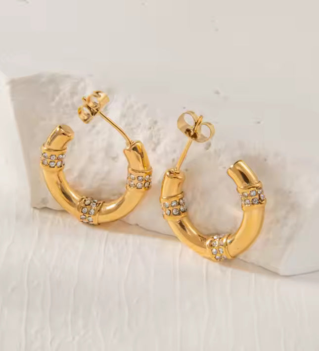 LUMINOUS BAMBOO HOOPS - EARRINGS