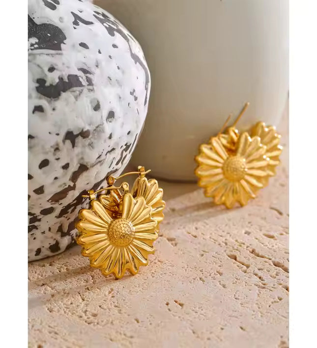 Golden Bloom Earrings – Radiant Floral Elegance