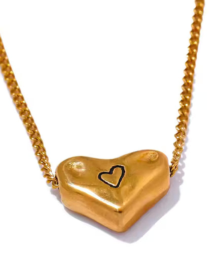 Engraved Love Necklace – A Minimalist Heart in Gold