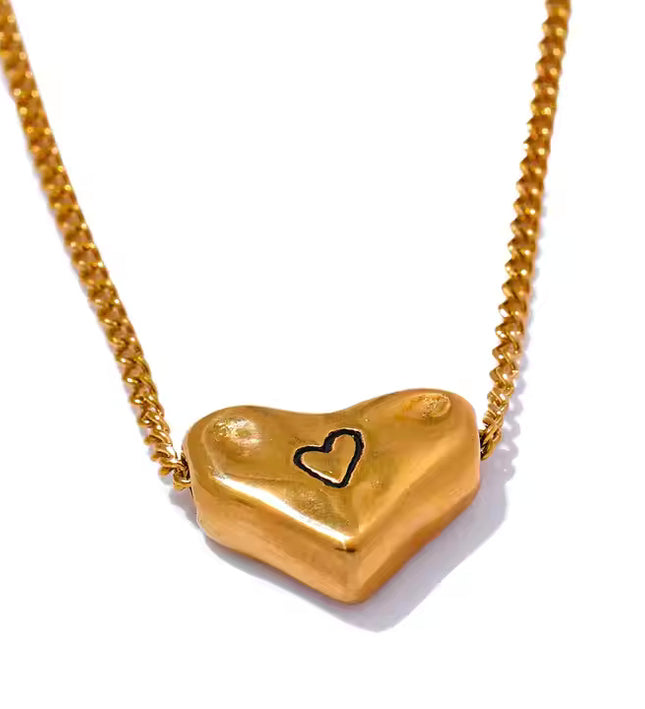 Engraved Love Necklace – A Minimalist Heart in Gold