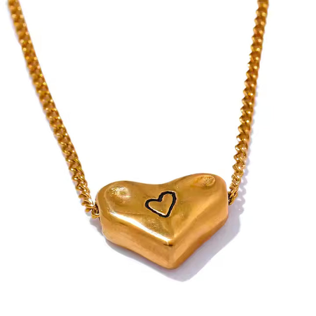 Engraved Love Necklace – A Minimalist Heart in Gold