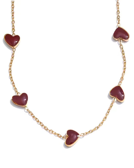 Eternal Love Necklace – A Chain of Hearts in Gold & Crimson