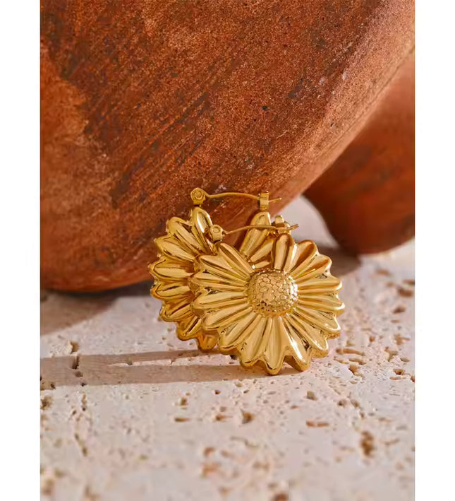 Golden Bloom Earrings – Radiant Floral Elegance