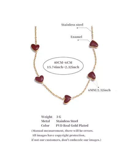 Eternal Love Necklace – A Chain of Hearts in Gold & Crimson