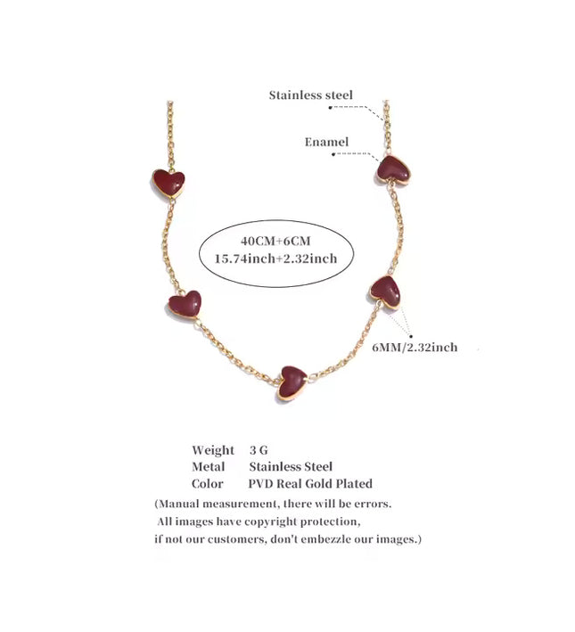 Eternal Love Necklace – A Chain of Hearts in Gold & Crimson