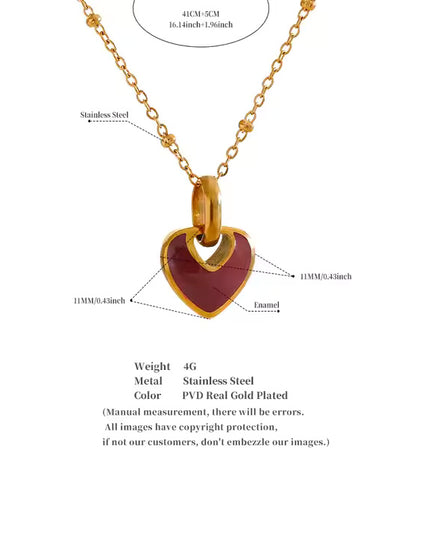 Crimson Love Necklace – A Timeless Heart in Gold & Deep Red