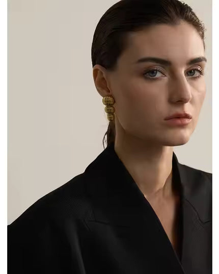 Golden Cascade Earrings – Layered Elegance in Gold