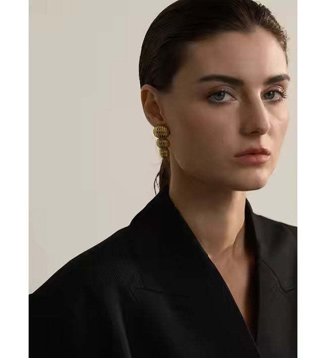 Golden Cascade Earrings – Layered Elegance in Gold