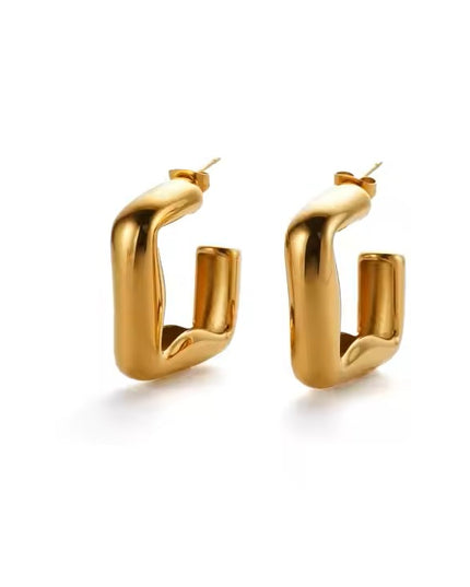 SCULPTED EDGE HOOPS - EARRINGS